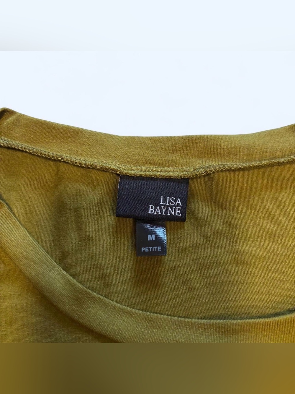 Lisa Bayne Lagenlook Asymmetrical Top Green Long Sleeve Tunic Petite Medium PM - Picture 4 of 5